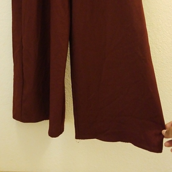 Maroon Wide Leg One Piece V-neck w/ matching belt - Picture 5 of 5